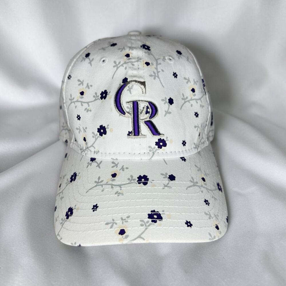 New Era 9TWENTY Colorado Rockies Hat Womens White Floral MLB Baseball Cap Strap